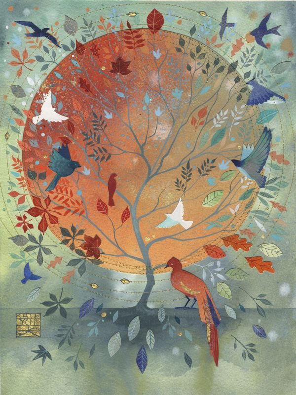 🎨Kate Lycett Brithis artist “The Tree of Life - Ebden Bridge” #painting #art #nature #birds #life #natura #ocells