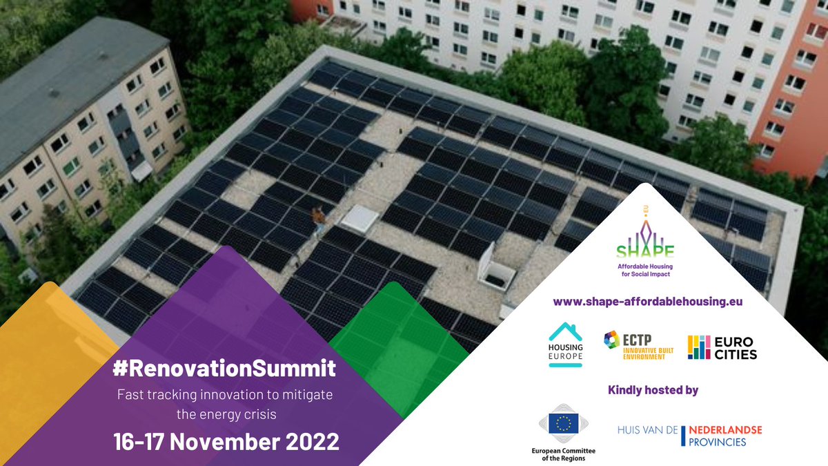 EUROCITIES's tweet photo. 🏠What can be done to ensure a fair #energytransition in times of skyrocketing gas, construction materials, rent and house prices?
The second edition of the #RenovationSummit will take place in Brussels on 16 & 17 November.
More info👇https://t.co/1lnb4xhnbk
#shape_eu https://t.co/S3F0Y6IfPe