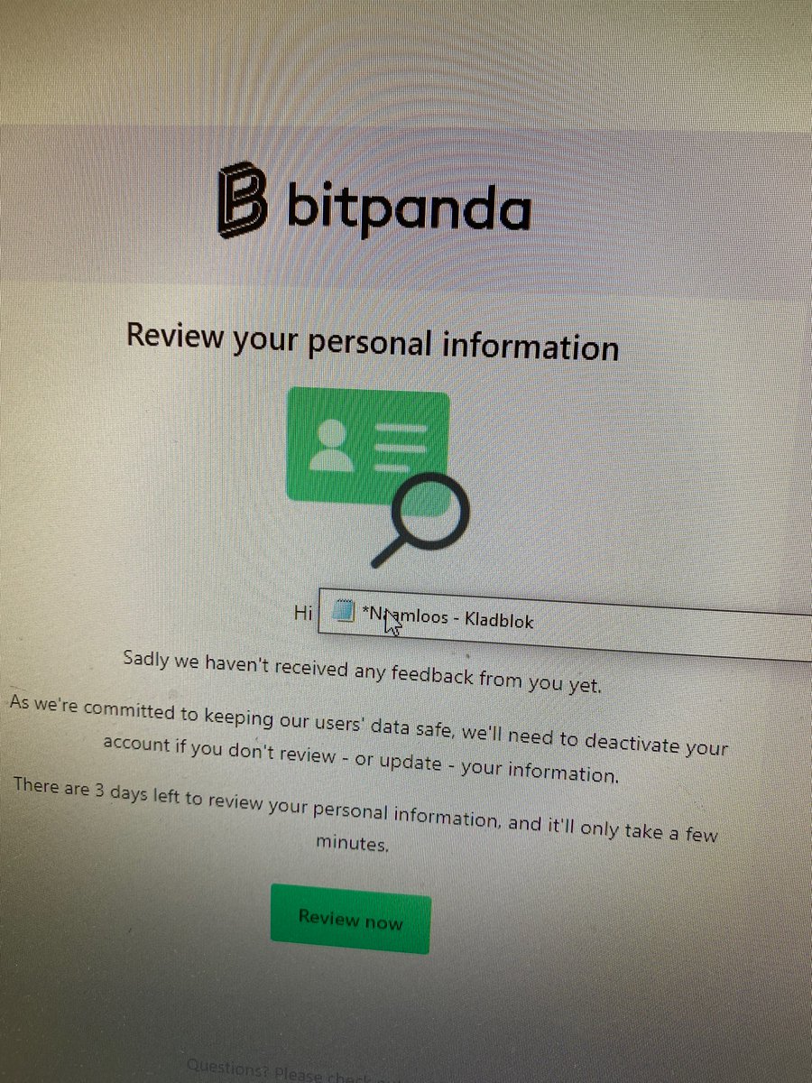 TomDekkers2's tweet photo. @bitpanda 
I get this mail all the time, I reviewed my account via your site. But you keep sending me this mail.. https://t.co/SCUhqEHYkb