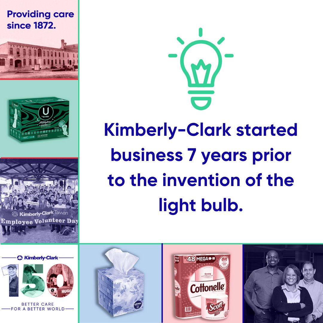 #DidYouKnow Kimberly-Clark started its business 7 years prior to the invention of the light bulb? Since 1872, we have developed innovative products that care for our consumers at every stage of life.
