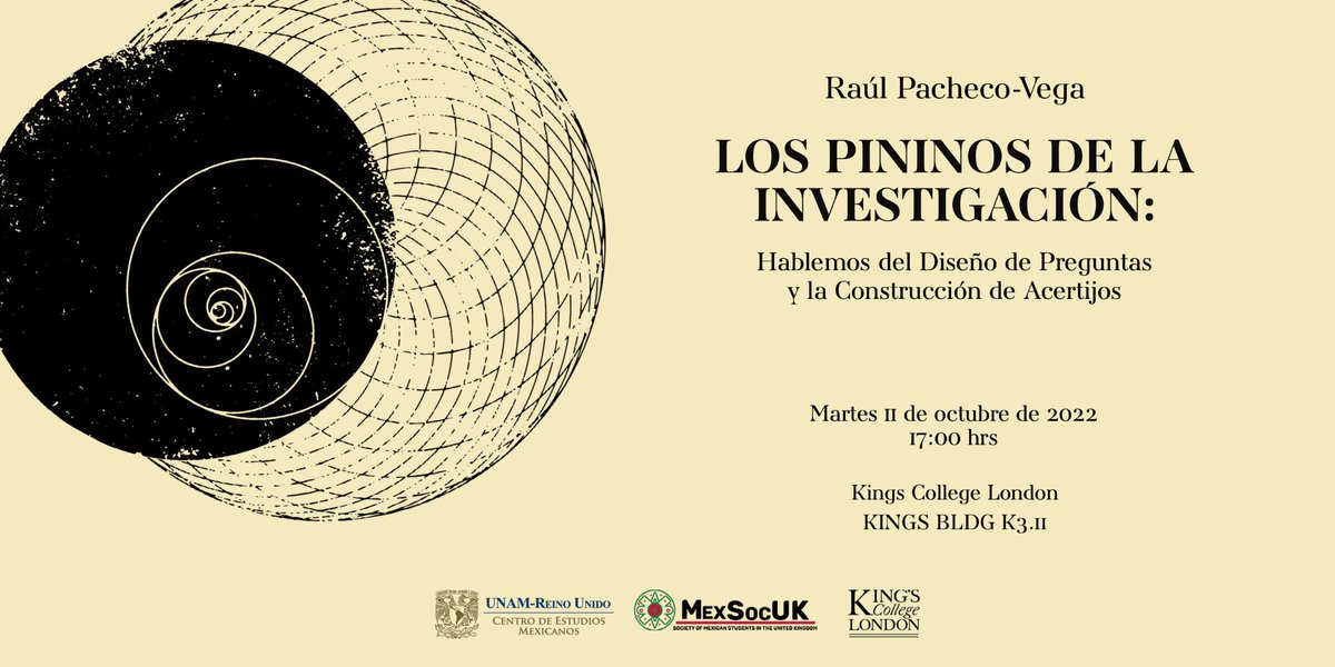 ¿Sabes cuáles son los retos de hacer un posgrado en el extranjero? 
El Dr. <a href="/raulpacheco/">Dr Raul Pacheco-Vega</a> nos da una charla sobre cómo resolver estos retos, ¡No te la pierdas! 
Martes 11 de octubre 
17 h 🇬🇧 
En <a href="/KingsCollegeLon/">King's College London</a> 
¡Regístrate gratis en este link: bit.ly/3CG4CF6
<a href="/MexSoc_UK/">Society of Mexican Students in the United Kingdom</a>