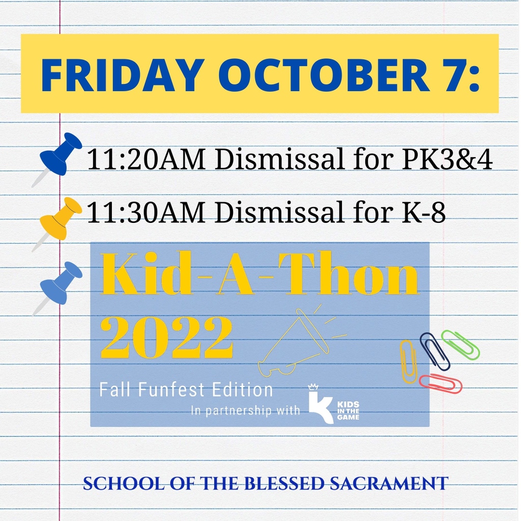 Blessed10023's tweet photo. Happy Friday, early dismissal, and Kid-A-Thon SBS community! Please donβt forget to donate to our fall fundraiser - https://t.co/pQNBaPnY7C πππ₯π« #sbsnyc #sbscommunity #experienceatsbs #manhattancatholicschools #archnyschools #archny_schools #adny #catholiceducation https://t.co/1nEHSIn05j