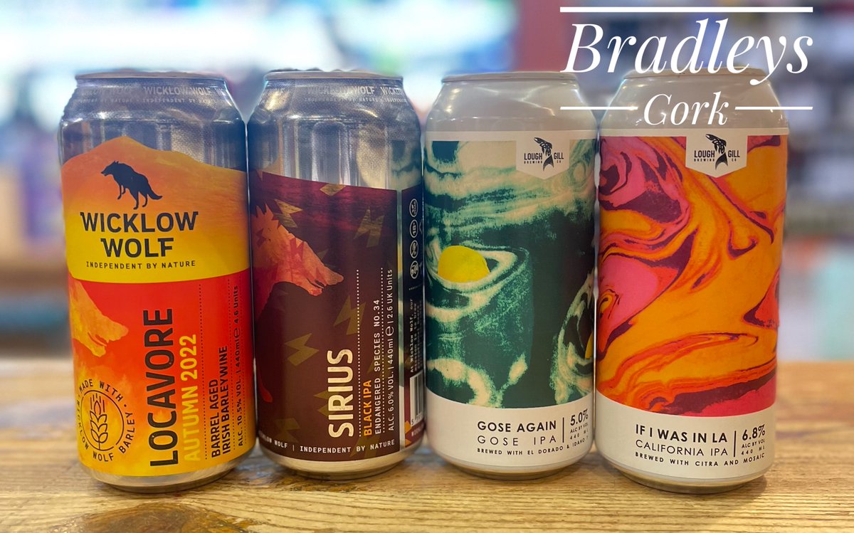 New arrivals today from <a href="/WWolfBrewery/">Wicklow Wolf Brewery | B Corp™</a> and <a href="/LoughGillBrewer/">Lough Gill Brewery</a> 

bradleysofflicence.ie/new-arrivals/

#Irish #craftbeer #supportlocal