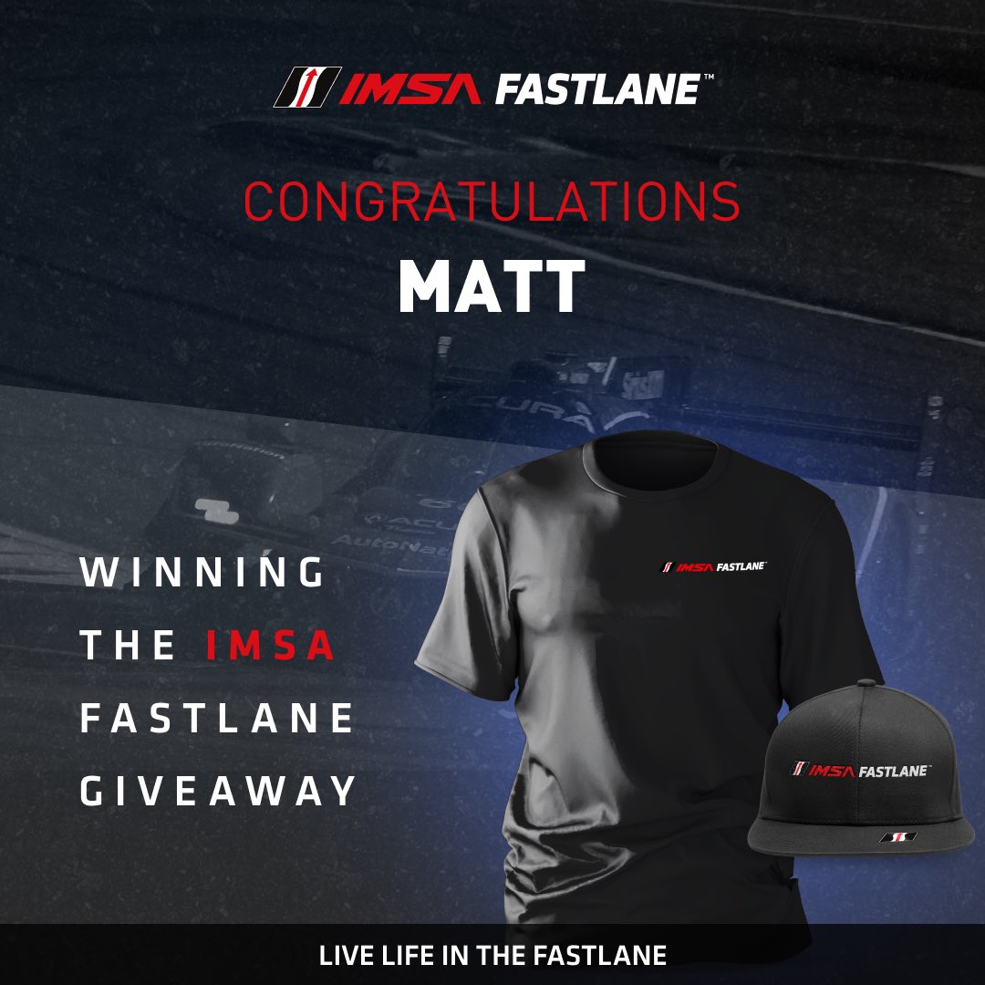 Congratulations <a href="/HolubMatt/">Matt Holub</a> 🎉🥳 , We hope you love the Fastlane swag! 

#winner #giveaway #IMSA #IMSAFastlane #nft #onFlow