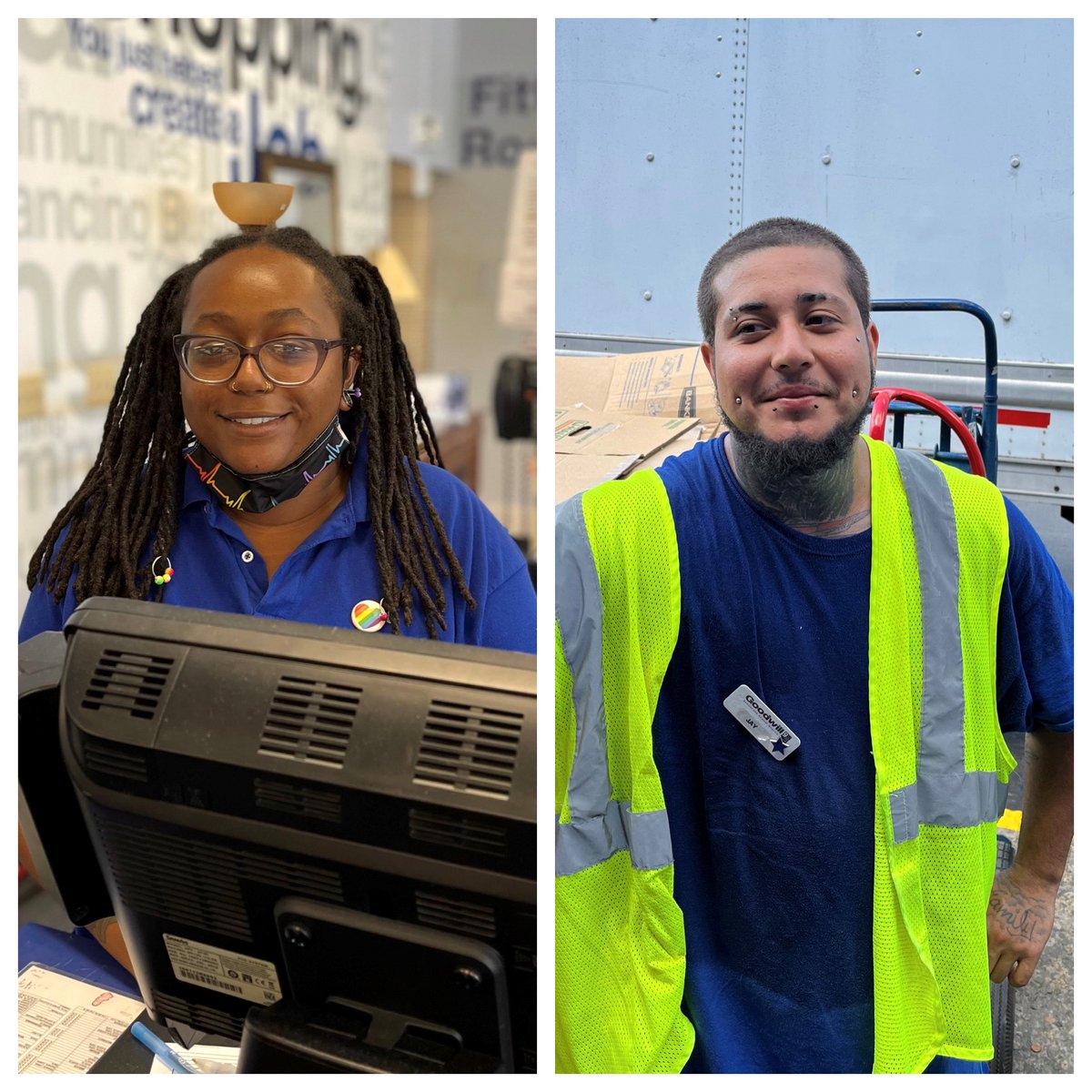 GoodwillCVandHR's tweet image. Shout out to West Broad associates Brianca and Jay! These Goodwill team members are going the extra mile for customer service. #TeamGoodwill