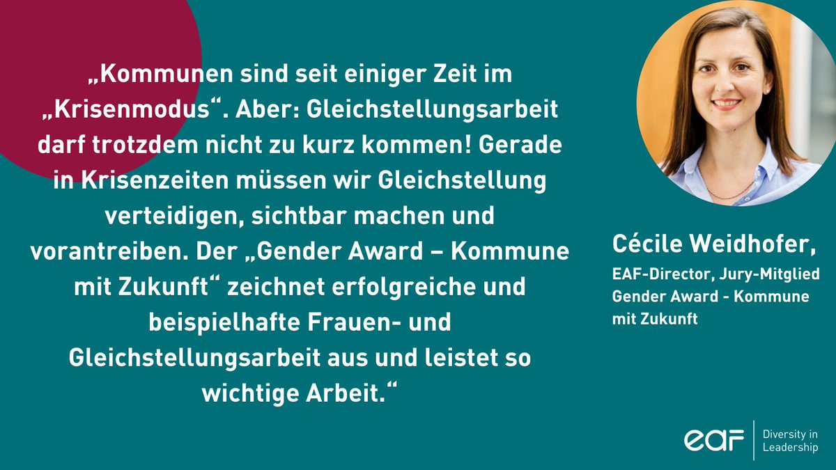 Noch bis 4.11.2022 bewerben: Der Gender Award - #Kommune mit Zukunft @BAGkommunal zeichnet erfolgreiche und beispielhafte Frauen- und Gleichstellungsarbeit aus: frauenbeauftragte.org/gender-award-2… <a href="/cecileweidhofer/">Cécile Weidhofer</a> #Gleichstellung