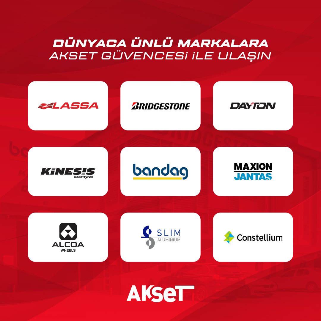 akset42's tweet photo. Hem endüstriyel hem de kişisel ihtiyaçlara cevap veren global markaların ürünlerine Akset güvencesi ile ulaşın.
#AKSET #Bridgestone #Lassa #Konya #Brisa #Dayton #Kinesis #Bandag #maxionjantaş #alcoa #alcoawheels #slimaluminium #constellium https://t.co/3KcUYlp9X3