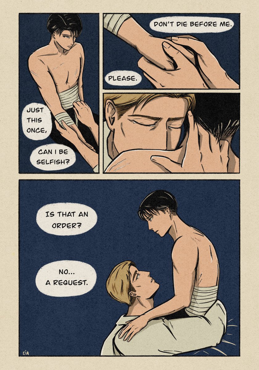 eialuna's tweet photo. Injury - the first time Erwin felt genuine fear was when he almost lost Levi.
#eruri #EruriAngstWeek2022 https://t.co/iEy5WcxhL2