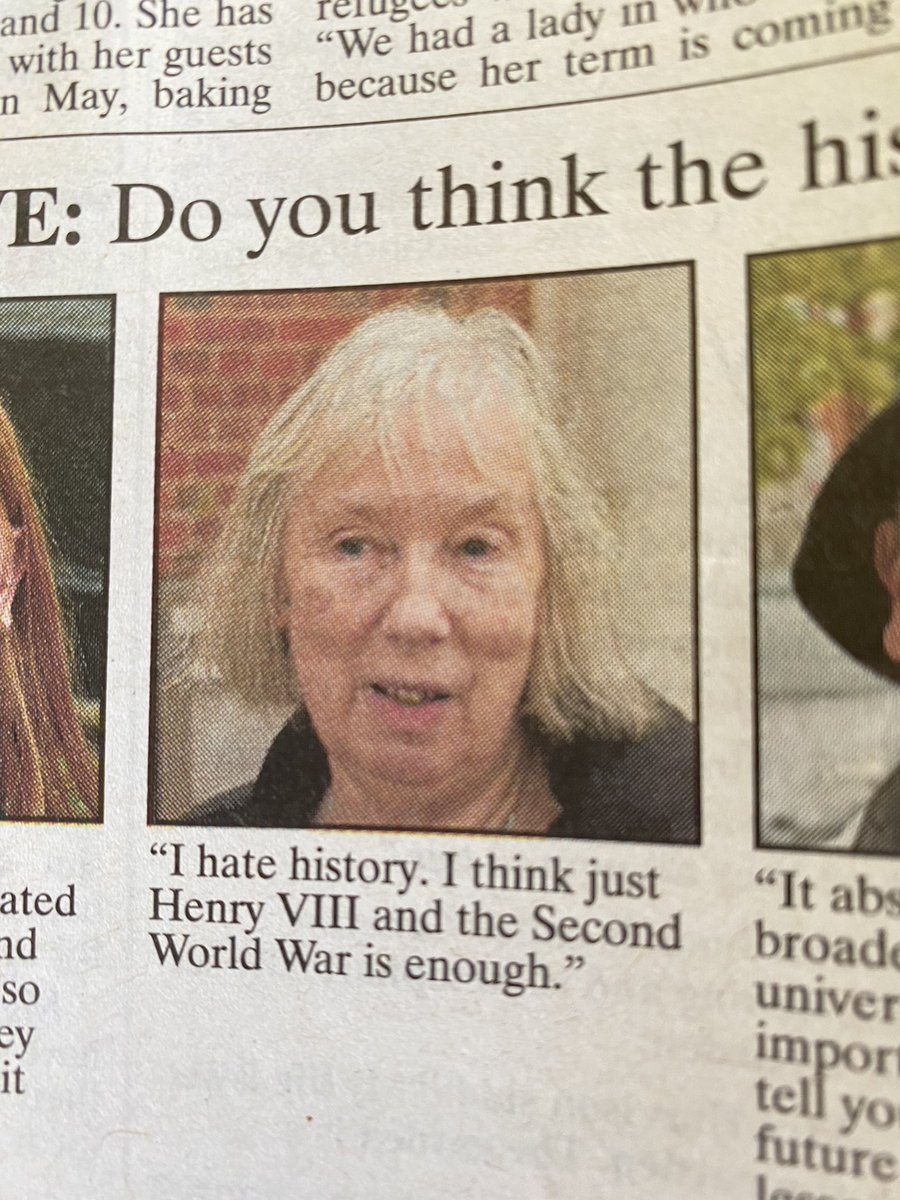 v_j_freeman's tweet photo. Local resident response to being asked about the school history curriculum. I love the local paper https://t.co/6FOlQkbyrm