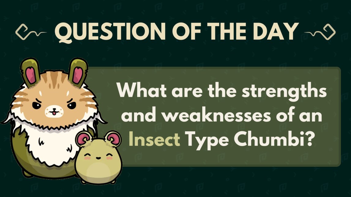 ChumbiVaIley's tweet photo. It's time for the Chumbi Valley Question of the day!
 
Please make sure to ❤️, RT and comment your answer with hashtags #SeedChumbi
#ChumbiValley
and post the proof (screenshot) to our discord for some Chumble coins!

#NFTgames #SeedChumbi #Chumbi #NFT #nftgame #PlayAndEarn https://t.co/qCQtK2F5QN