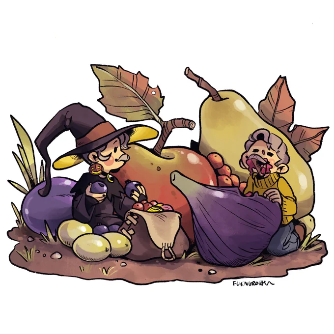4 . AUTUMN FRUIT 4th art for my #Questober !!Some vitamins for the journey! 