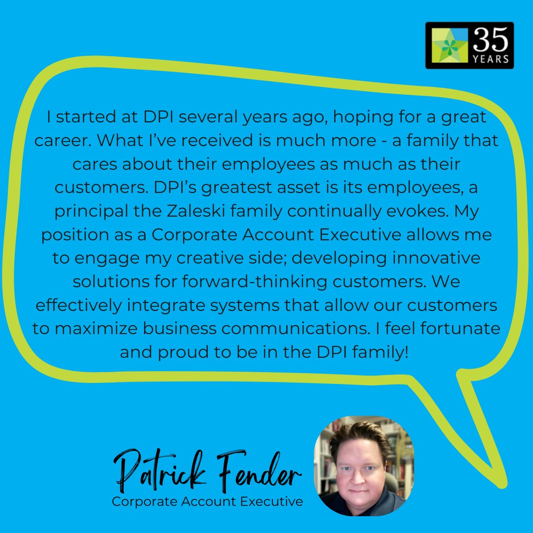 Day 23 of #DPI35for35 featuring Corporate Account Executive, Patrick Fender!
