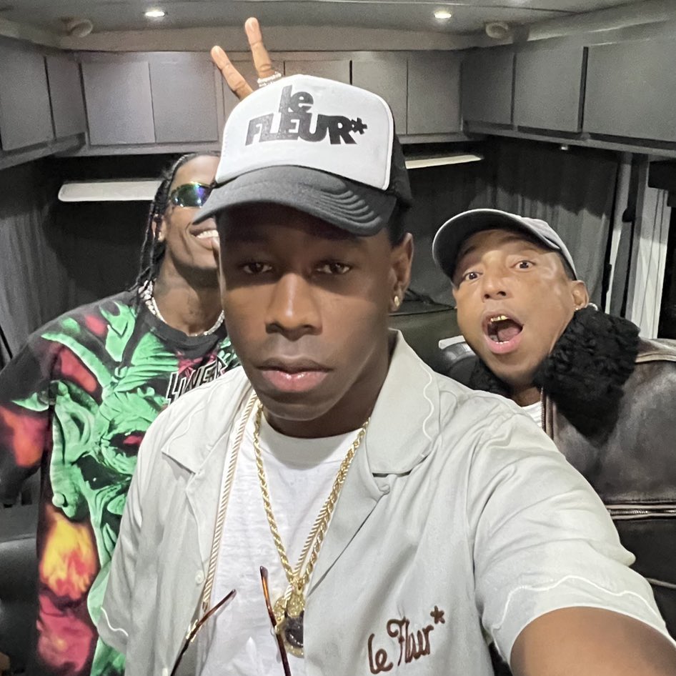 XXL's tweet image. Tyler, The Creator, Travis Scott and Pharrell 📸