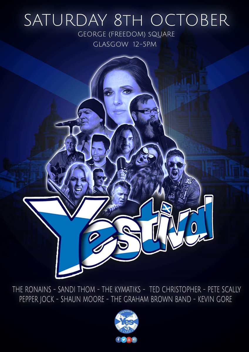 Tomorrow we play George Square with the greats including Miss Sandi Thom! Funded by @The_Proclaimers & @hopeoverfear01 This is a free family event and bring your flags 🏴󠁧󠁢󠁳󠁣󠁴󠁿 It’s time #YES @NicolaSturgeon @MhairiBlack @citizentommy @ScotNational @JaneyGodley @martin_compston