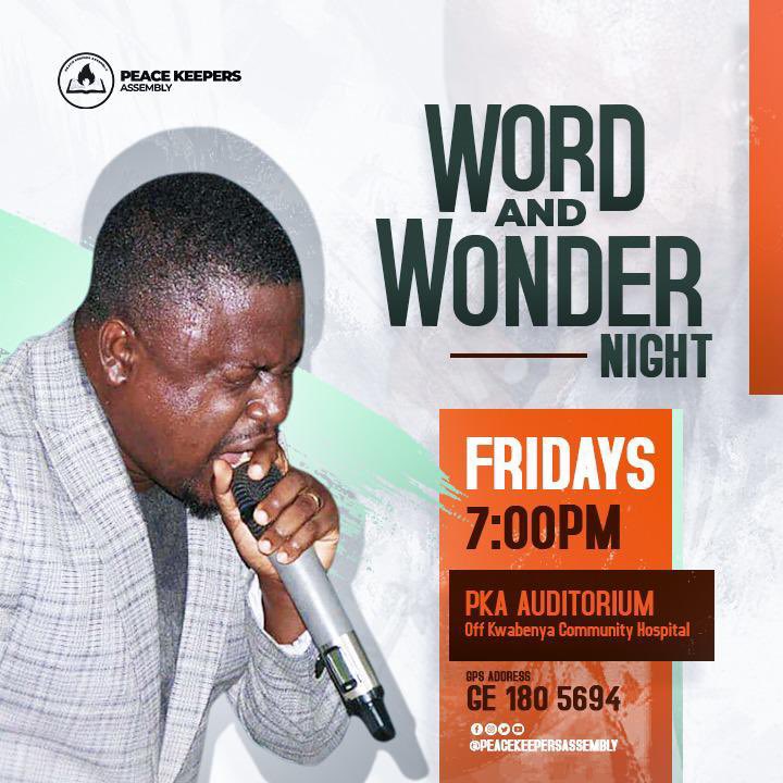 PeaceKeepersInt's tweet photo. Fridays at the Peace keepers Assembly auditorium is a time of Prayers,Worship,the Word and the Prophetic.Join us tonight for another awesome time with God.
Invite friends and family for an Impactful service.
See you soon.
#wordnwondernights
#peacekeepersInt https://t.co/9NgEzLQqZ0