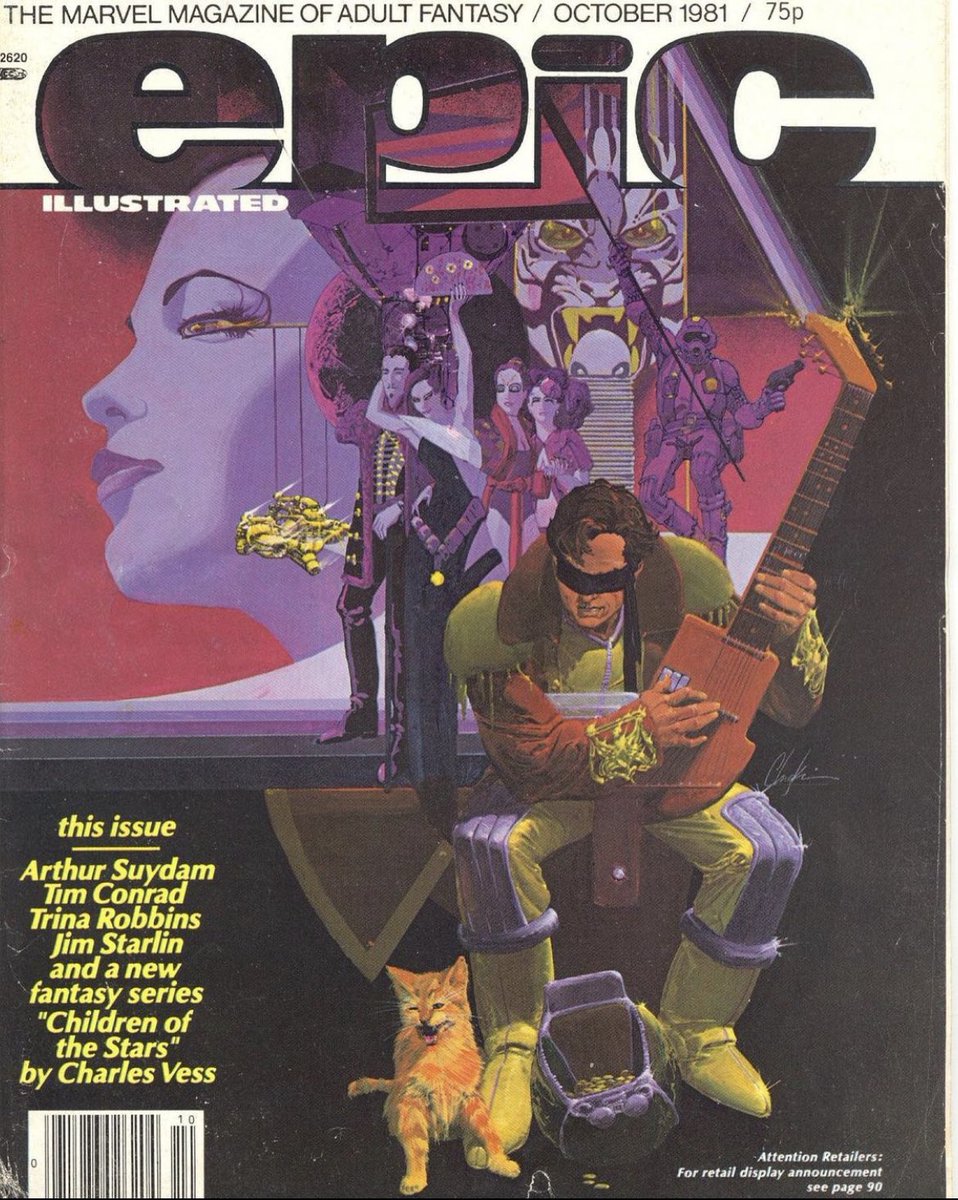 Epic Illustrated, issue 8 features cover art by Howard Chaykin, and a ton of great artists inside. This one is a sci-fi heavy issue heavily influenced by Kubrick’s 2001 #comicart #fantasyart #scifiart