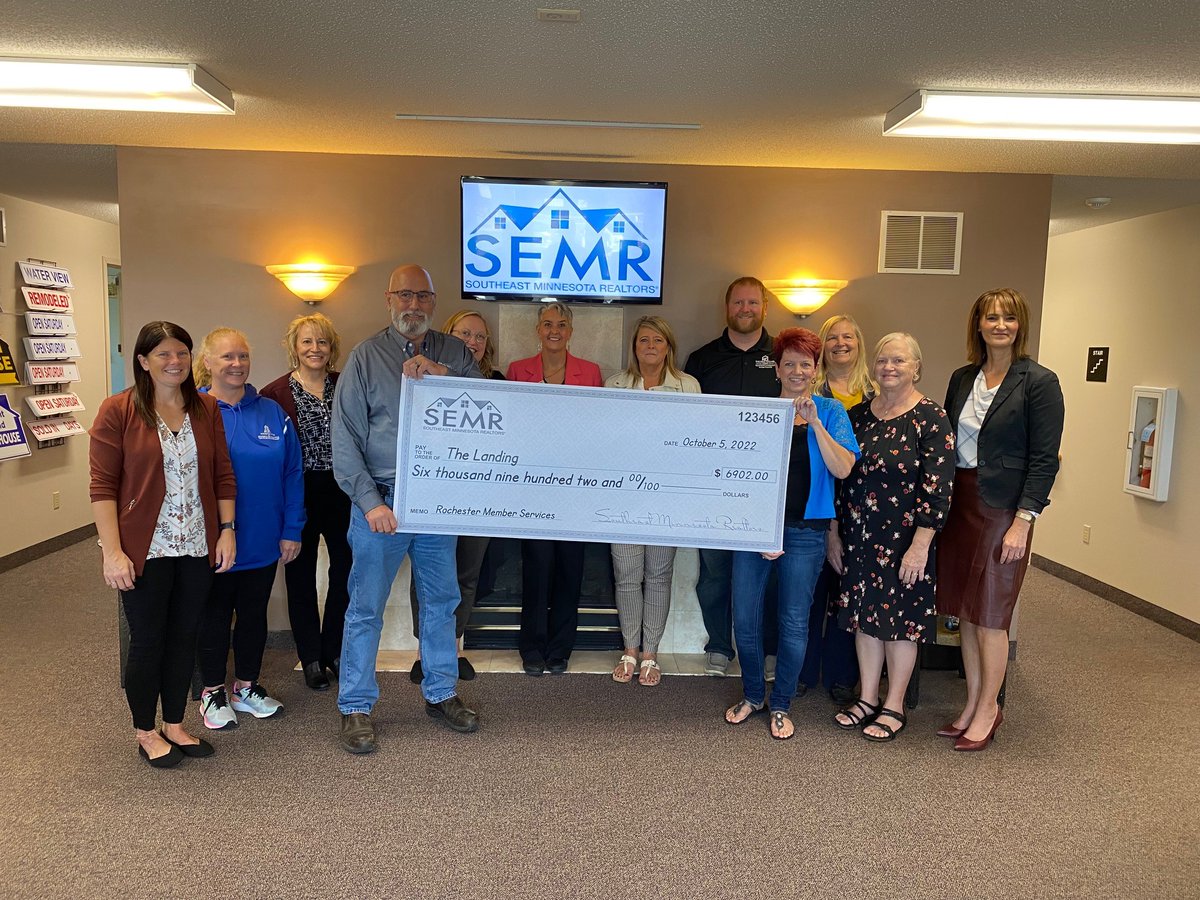 Rochester Member Services presented checks to The Landing and Rochester Community Warming Center from funds raised at the SEMR Charity Golf Tournament held on August 25th.