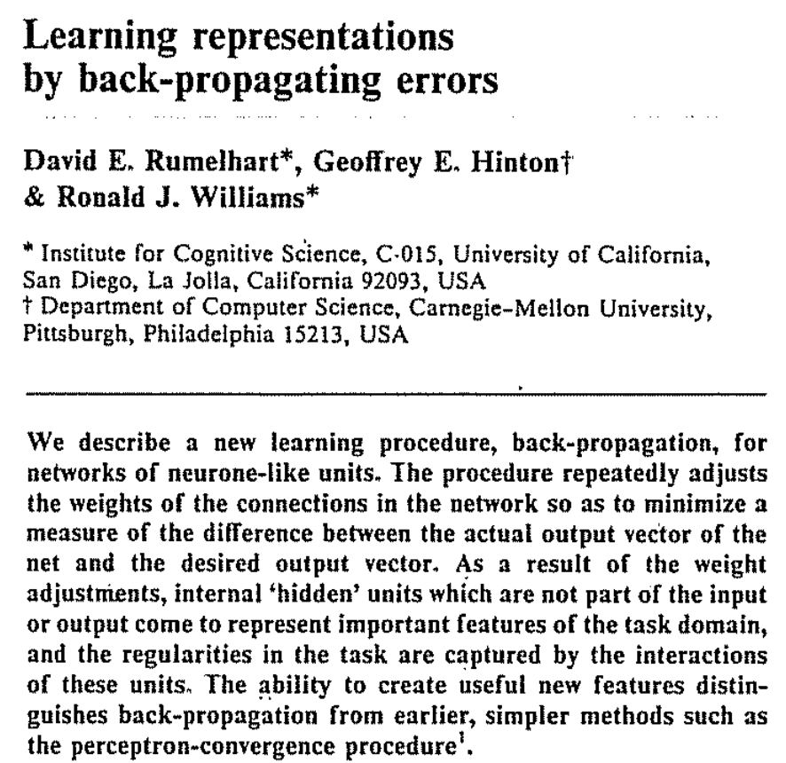 Published #otd in 1986: a seminal 4-page paper on backpropagation from Geoff Hinton that helped reignite the field of neural networks: bit.ly/3mDUrYk