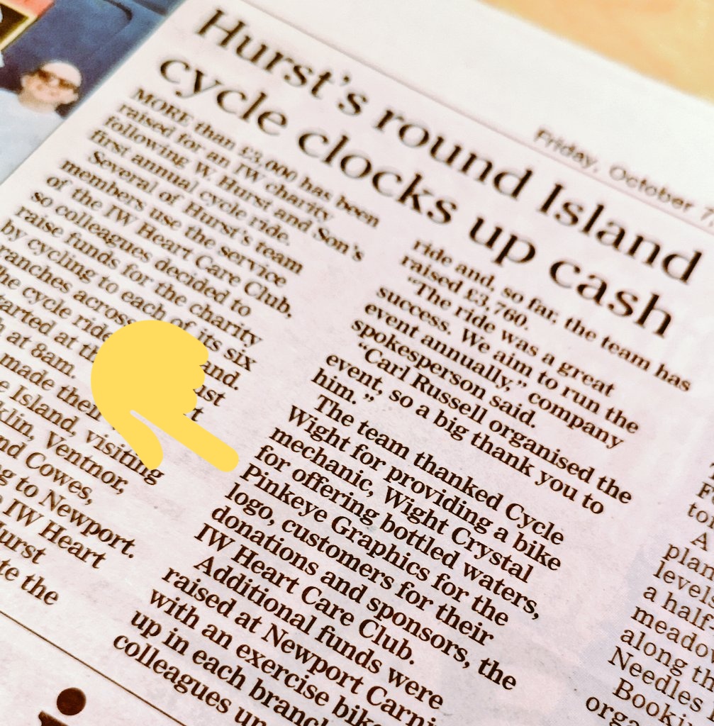 Well done cyclists at <a href="/TryHurstFirst/">W Hurst & Son</a> for raising £3,000 for #IsleOfWight Heart Care Club. It was a delight to support the team's endeavours by creating a logo for the event. 🚴🏻👍🏻