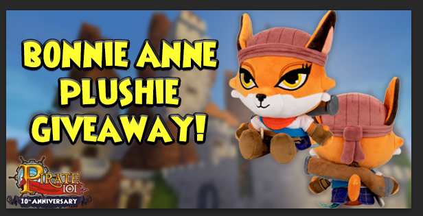 Pirate101's tweet image. Bonnie Anne is taking aim in plushie form for Pirate101’s 10th Anniversary! While we wait for the launch on 10/14, YOU have a chance to win 1 of 2 Bonnie Anne Plushies! 🦊

How to enter:
1. Follow @Pirate101 and @Makeship
2. Retweet this post

Giveaway ends Oct 14th at 6PM (GMT)