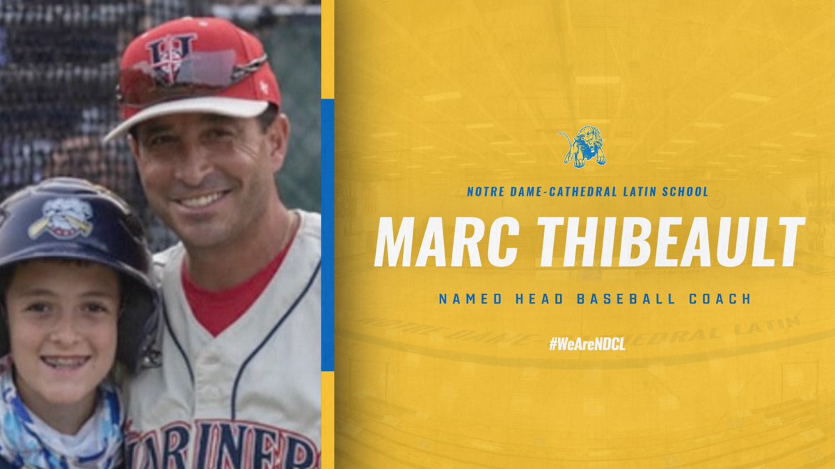 NDCLathletics's tweet photo. ✍️ We are pleased to announce the hiring of Coach Marc Thibeault as the new Head Coach of the NDCL Baseball program.

🦁 Welcome to the Lion family, Coach Thibeault!

#WeAreNDCL https://t.co/TN4X9VyOkm