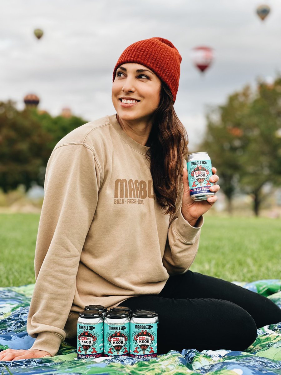 MarbleBrewery's tweet photo. We’re here for the views and the brews. 

In collaboration with and 
celebrating 100 years of @kkobradio, drop in for a pint of Up, Alt &amp; Away, or take a 6pk to-go today!

Available at all taproom locations.

#abqbeer #altbeer #balloonfiesta #kkob #nmbeer #marblebrewery https://t.co/sekkzPfrPq
