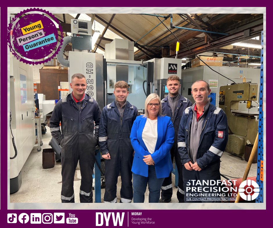 Standfast Precision Engineering has signed up to the #YoungPersonsGaurantee👏 “We agreed to the guarantee because we pride ourselves in giving young people in the Moray an opportunity to develop their skills, and in turn, it allows us to have a “grow your own” workforce.”