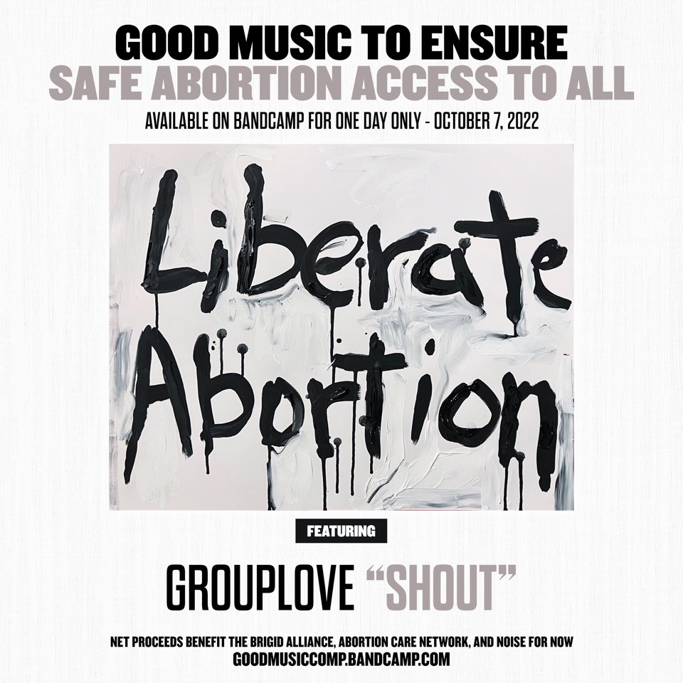 GROUPLOVE's tweet photo. SHOUT live is out now until midnight PT! We're so grateful to be a part of this compilation record. All proceeds go to @BrigidAlliance @AbortionCare &amp; @noisefornow. Thank you @Bandcamp &amp; thank you to all who have contributed already! ❤️❤️ https://t.co/D0vIUY5VIX https://t.co/TwNX2vDyqZ