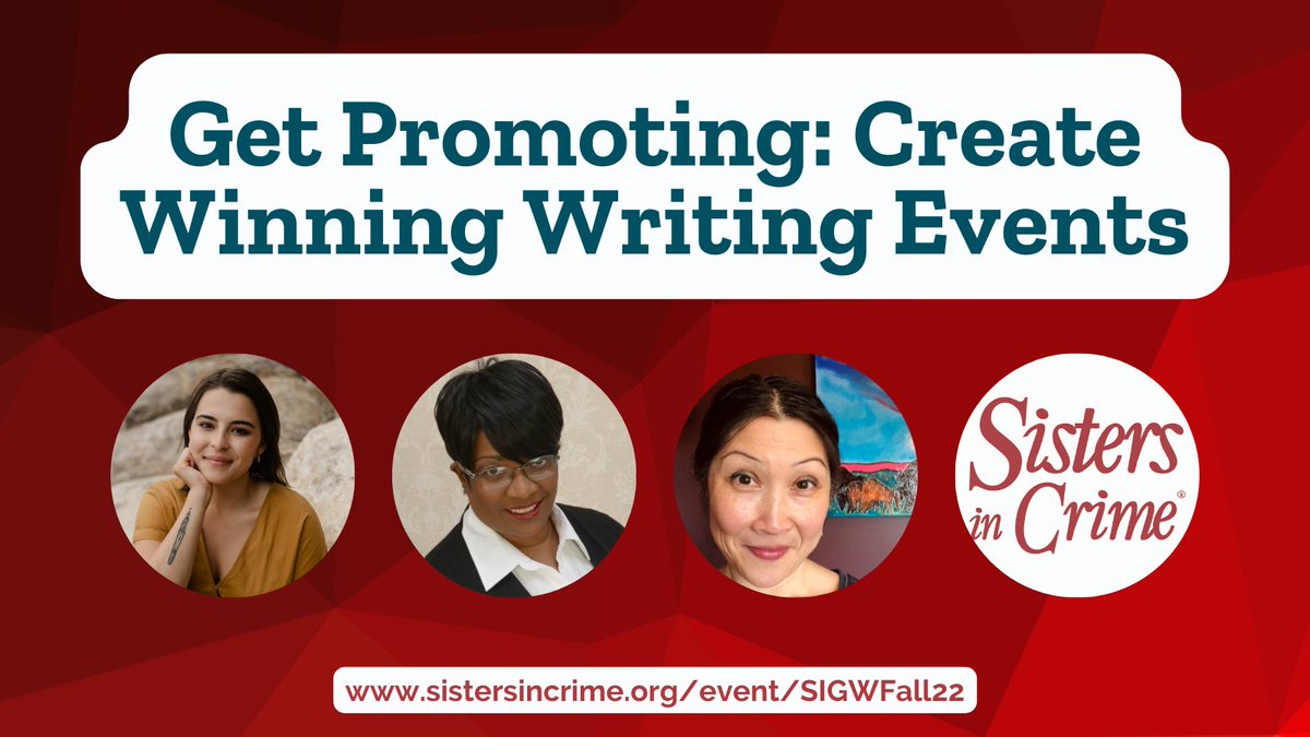 MARK YOUR CALENDAR!

The fall #SinC Into Great Writing workshop is October 29th! 
It's all about YOU -- and your writing adventure!
Learn about promoting with <a href="/Hailey_Dezort/">Hailey Dezort</a>, @vmburns, and @S_G_Wong!

FREE for members, $25 for non-members, info here:
sistersincrime.org/event/SIGWFall…