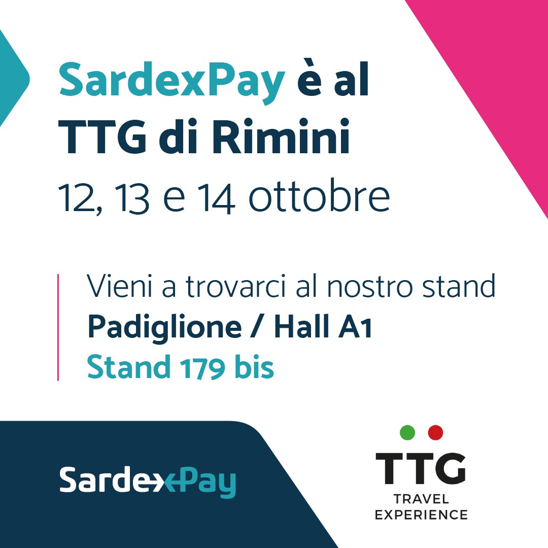Il 12, 13 e 14 Ottobre SARDEXPAY ti aspetta al TTG Travel Experience, una delle più grandi fiere del settore turistico in Italia.