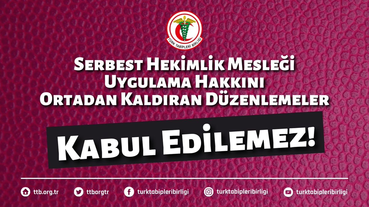 ttborgtr's tweet photo. Serbest hekimlik mesleği uygulama hakkını ortadan kaldıran düzenlemeler kabul edilemez!

📢 #SerbestHekimlikHaktır

👇
https://t.co/q9pATlCFKY https://t.co/j0HaWVwFzU