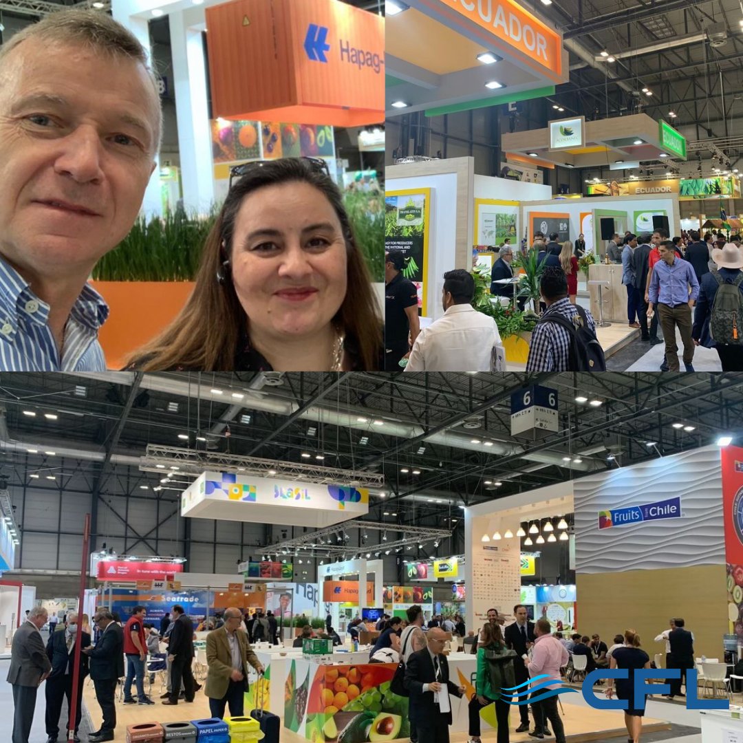 CFLAgencies's tweet photo. CFL Europe’s Philip Gray and Rocio Cortizo at another successful Fruit Attraction in Madrid this week. #fruitattraction #reefershipping #shipcfl https://t.co/SA3dxdsmqG