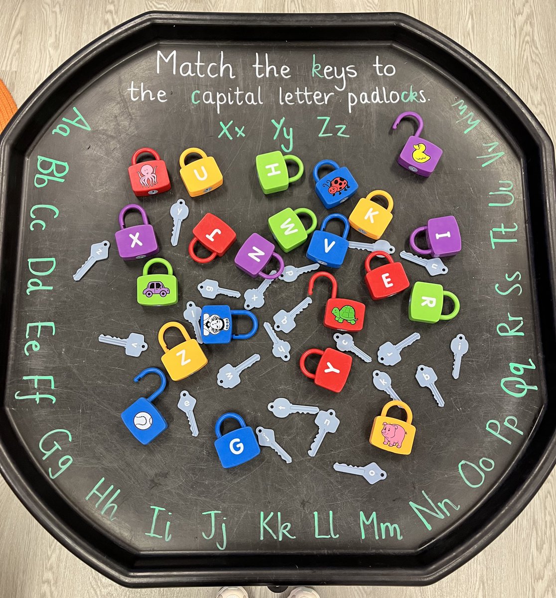 Our ‘c/k’ tuff trays this week! 🚗🚙🔐 #Play2Learn #LearningThroughPlay #Phonics