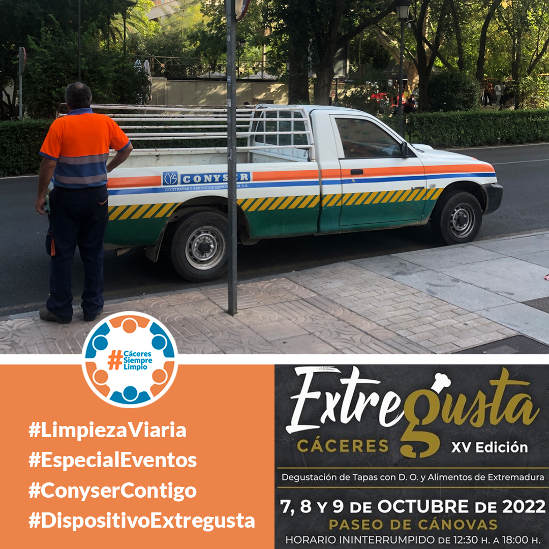 CCSiempreLimpio's tweet photo. 📍Paseo de Cánovas
🗓️7, 8 y 9 octubre 2022
⌚️De 12.30h a 18.00

📸El dispositivo de #LimpiezaViaria @Ayto_Caceres respaldando el disfrute de los cacereños en la primera jornada de la XV edición de #Extregusta

#DisfrutaPeroCumple🙏
#CáceresSiempreLimpio🧹
#ConyserContigo🧡💙 https://t.co/VzVGkwh5sF