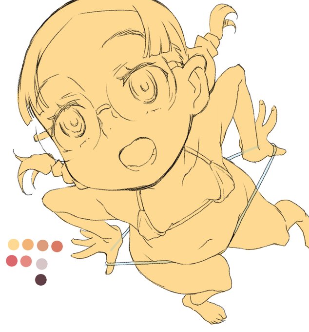 マイクロビキニと福田、描き直し。 