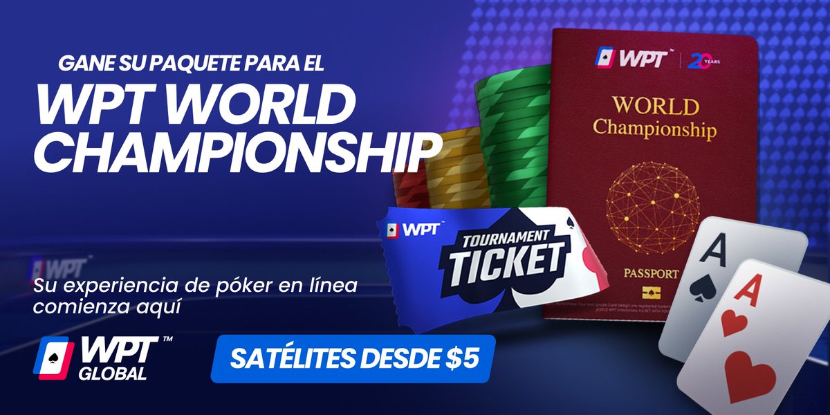 wptlatam's tweet photo. Ingresa a ♠️WPT Global para precalificarte al Mega Satélite del sábado de USD$ 550.

👉🏼 Satélites diarios de USD$ 5 y USD$ 55.

https://t.co/UefGJBUqkt

#wptglobal #poker #wptworldchampionship #lasvegas #gotovegas https://t.co/440NXvBZ2q