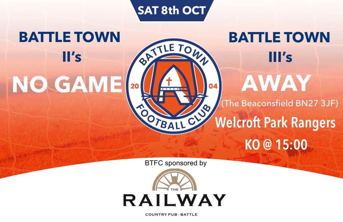 No Game for the 2nd team this week and our 3rd’s travel to play Welcroft Park Rangers. Can they make it 5 out of 5? Come on the Town.