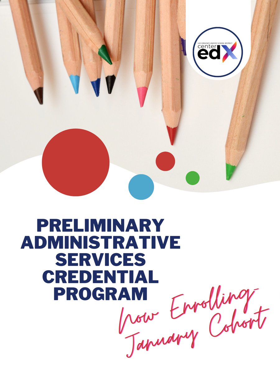 NOW ENROLLING: Preliminary Administrative Services Credential- January 2023 Cohort. Check out our website to set up an informational Zoom call with our Program Coordinator! ow.ly/27w550L4GaK
#education #schooladmins #edleaders #leadership #california #pasc #schoolleadership