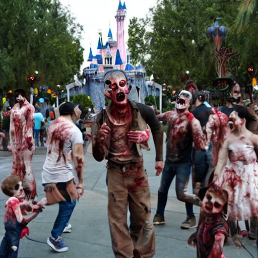 AIDreamer1's tweet photo. disneyland taken over by zombies #StableDiffusion #aiart #generativeart #aidreams https://t.co/4P2zXbl9nj