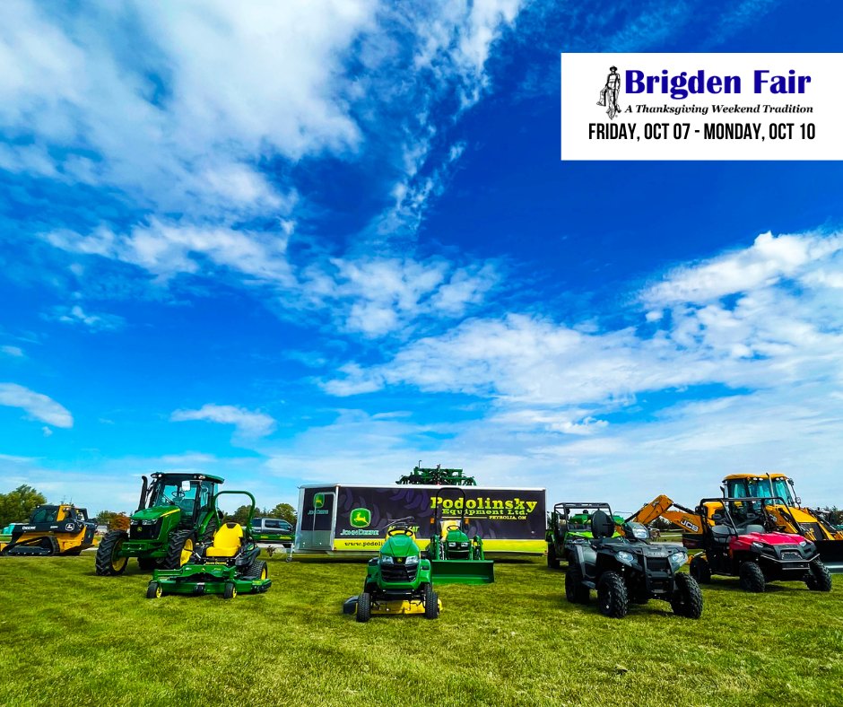It's Thanksgiving weekend, and for the folks of Lambton County, that means <a href="/brigdenfair/">Brigden Fair</a> time! Come check out our agricultural, recreation and construction equipment display all weekend long.

#fairseason #thanksgiving #johndeere #polaris