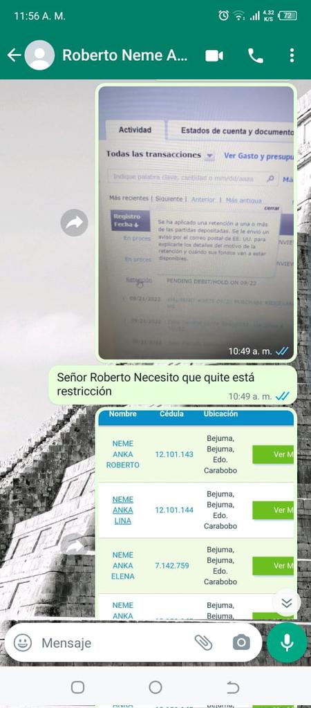 SokinUSDT's tweet photo. (07/10/2022)

Aún hay reversos que están pendientes, este es otro caso que aún no se a resuelto.
Hasta lo llamo el afectado y el señor le respondió que no le iba a devolver el dinero porque lo "hackearon" y ese no era su problema. https://t.co/dX6IAePaxk