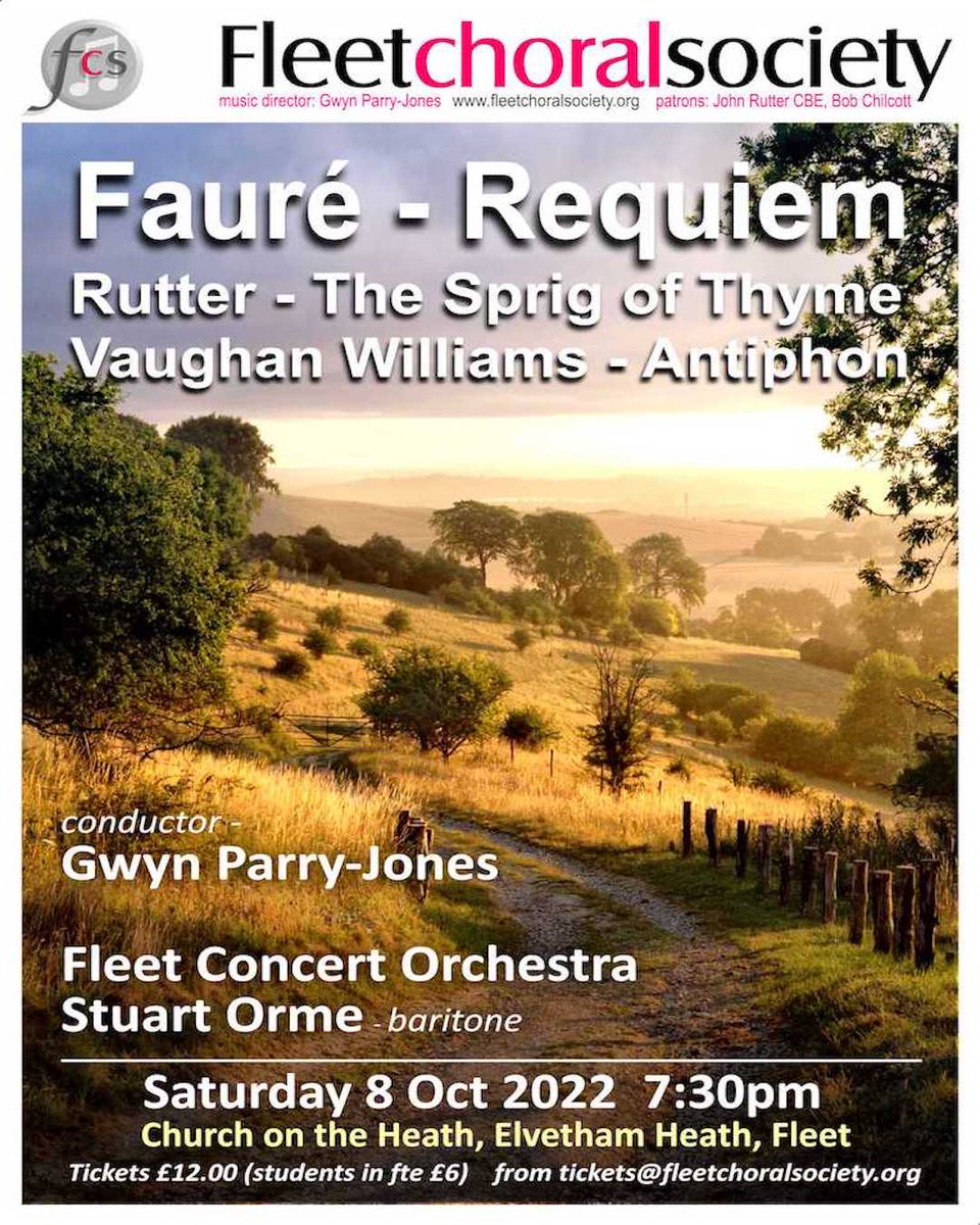 Tickets are available for our concert on Saturday 8th October via ticketsource.co.uk/fcs