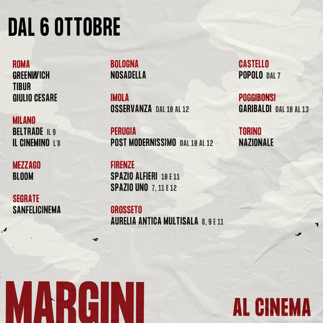 disparte_'s tweet photo. Quinta settimana di programmazione di #MARGINI!! 
#SoloalCinema 🤟❤️‍🔥

Un film di Niccolò Falsetti e Francesco Turbanti, prodotto da @disparte_, Manetti bros. Film e @RaiCinema. 
Distribuzione @fandangoweb https://t.co/gF99FIHRwd
