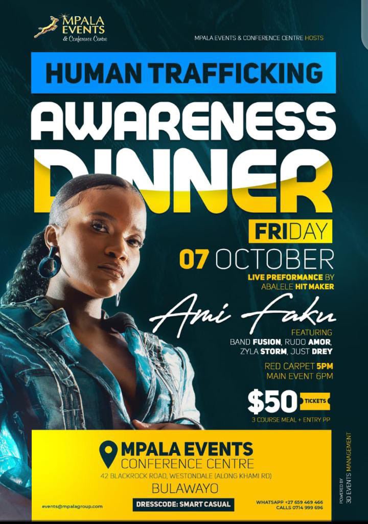 byo_events's tweet photo. Happening now is the Human Trafficking Awareness Dinner at Impala Conference Centre. With a live performance from Ami Faku 🌍
#ByoEvents https://t.co/s3OteFi1Do