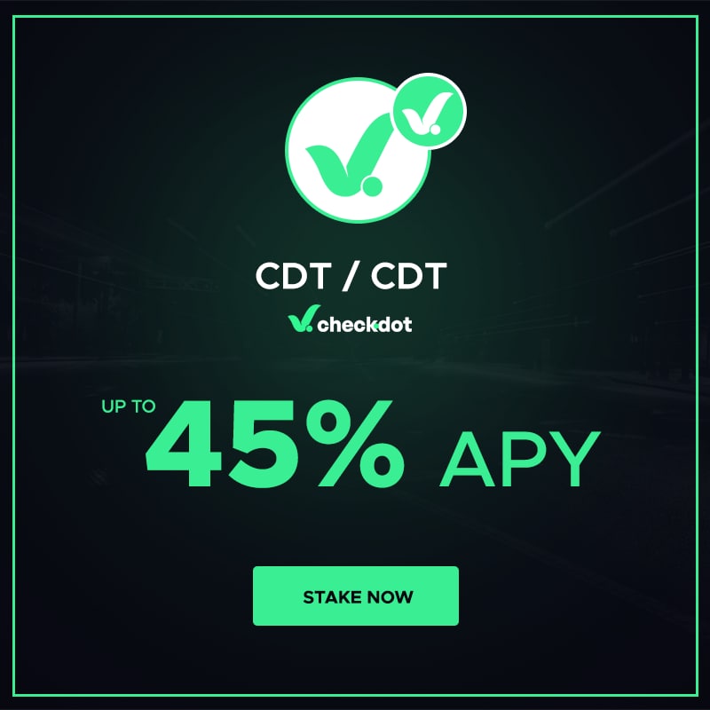 Checkdot_proto's tweet photo. #Stake your $CDT for a period of 30 days in one of our three pools and enjoy a worthy #APY.

Being one of the friendliest #staking platforms, #CheckDot offers its users an instant unstake option, giving them total control over their tokens. https://t.co/tzgcMf1z9t