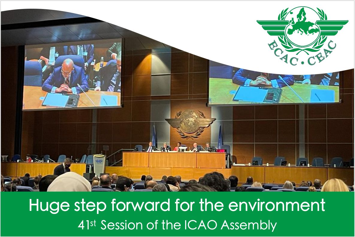 Major achievements at #ICAOA41. <a href="/icao/">ICAO</a> agreed an #LTAG on net zero CO2 emissions by 2050. #CORSIA was reinforced and will play a key role in delivery of LTAG. ECAC President thanks all ECAC Member States and Focal Point for #Environment, @RanniaL, for making this possible!