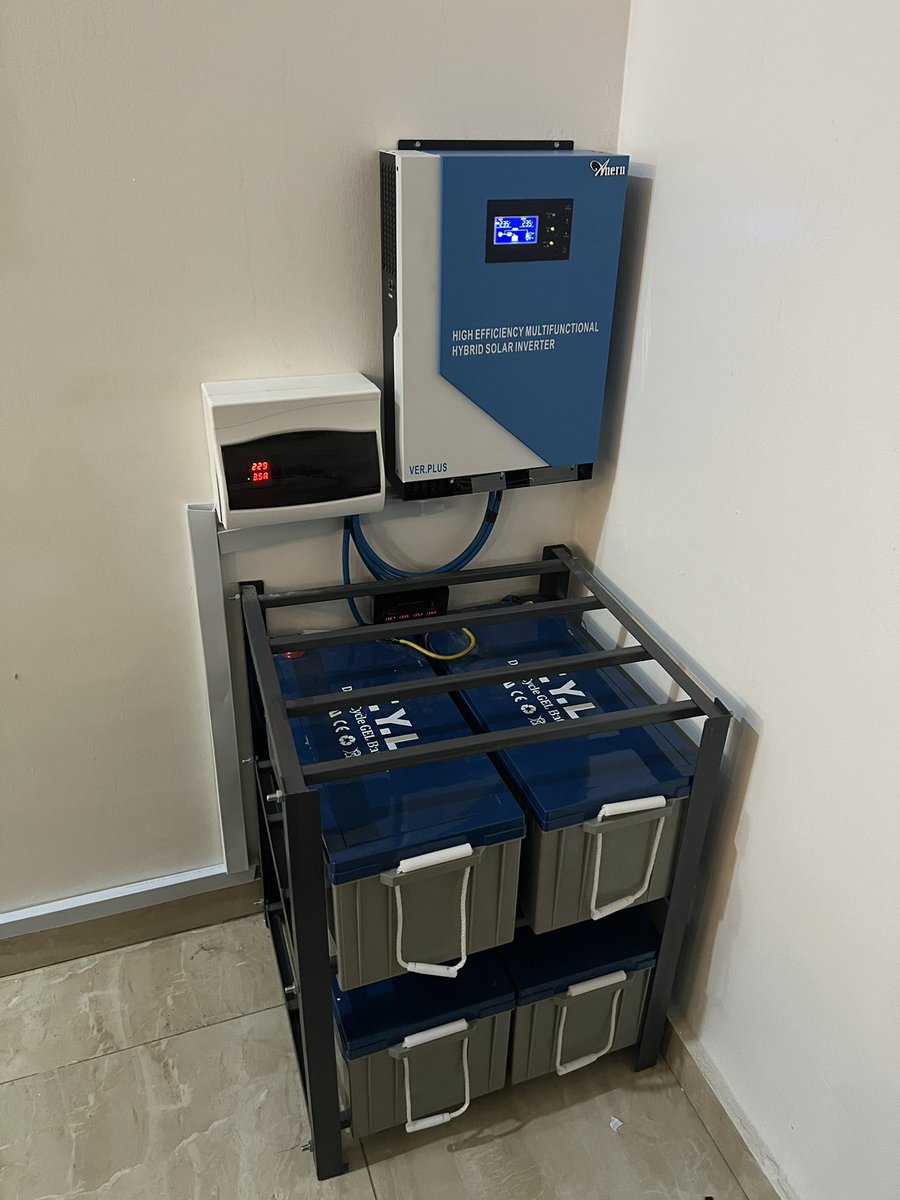 Frepowertech's tweet image. Installation: 
5.5kva 48v Inverter + 4 pcs 200Ah Gel batteries + Battery Equalizer + Accessories and Installation
All product with 1 year warranty. 
Price :  N1,300,000
Contact us for a quote:  +234 703 263 5001