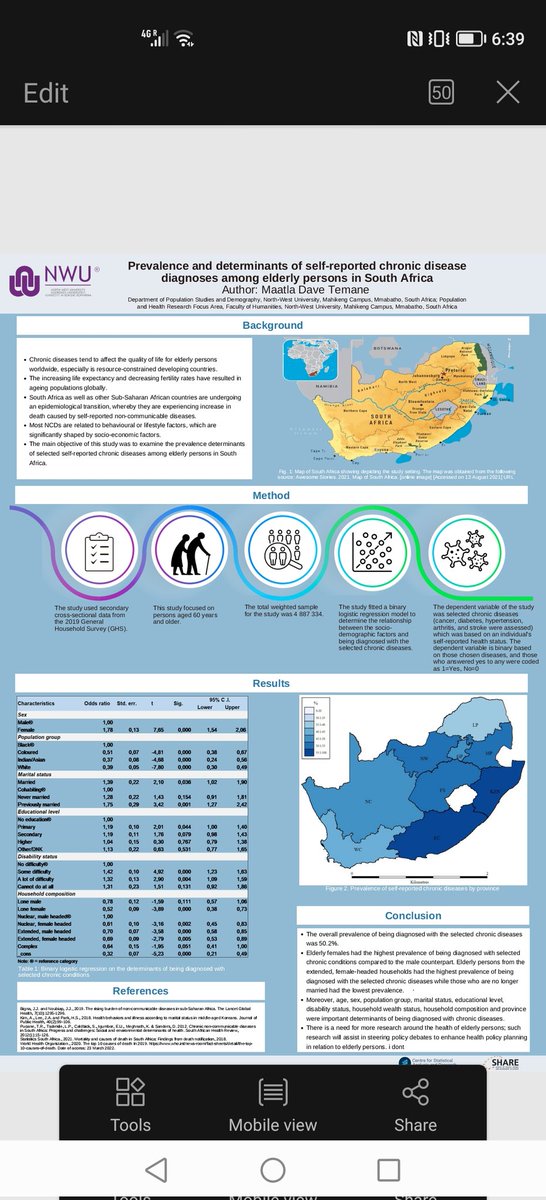 Davetemane's tweet photo. Great opportunity to do a poster presentation at the Survey of Health, Ageing and Retirement in Europe (SHARE user conference 2022) hosted in Bled, Slovenia ๐ธ๐ฎ. It was a festivity of ideas and a great experience.
@SHARE_MEA
#Data #Populationageing
#Selfreported #Chronicdisease https://t.co/4tjW6rspfn
