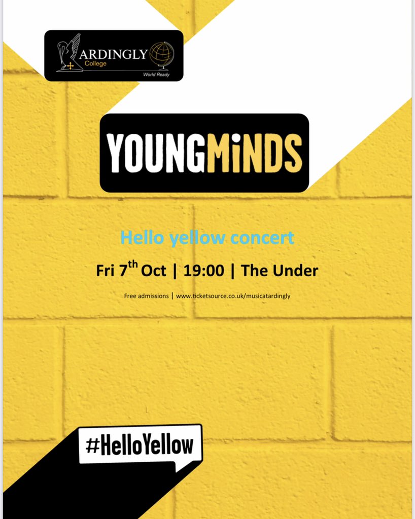 Looking forward to an evening of solo performances, organised by one of our  wonderful 6th form students in aid of Young Minds charity! #HelloYellow