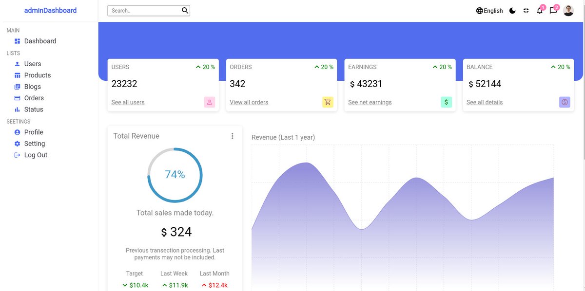 React.js Admin Dashboard.

-User Authorization and management
-Client-side authentication &amp; Image Upload
-CRUD functionality
-Dark &amp; Light Mode

Source code: lnkd.in/gPPM68AN
See my services: lnkd.in/gWwnHWBw

#Dashboard #webdevelopment #reactjs
#Draymond #Poole